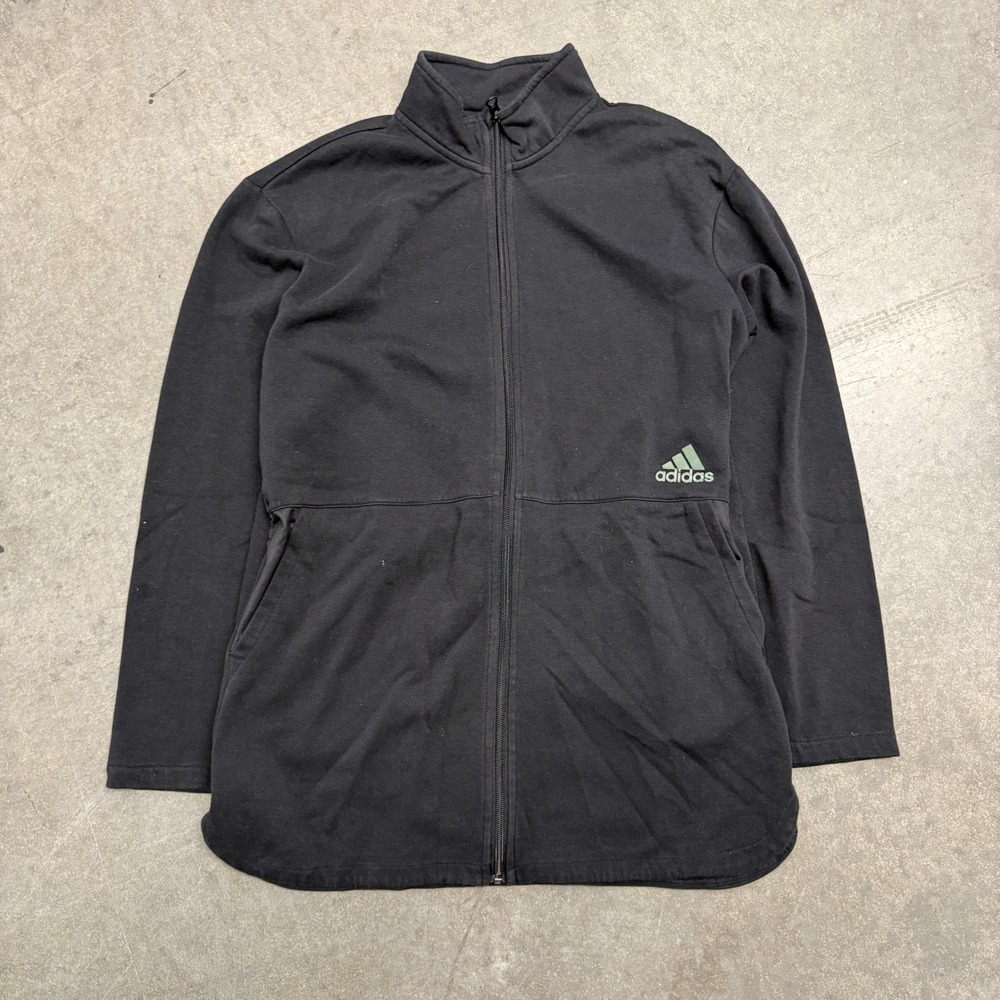 Adidas Womens Black Full Zip Drawstring Waist Track Jacket Mock Neck Size Medium